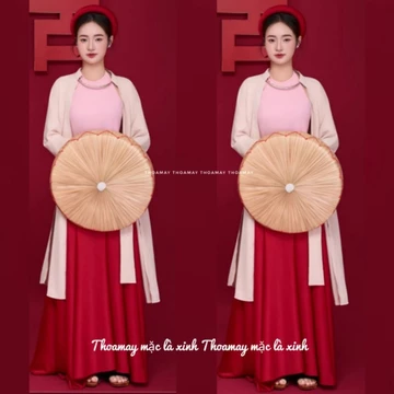 Áo yếm hồng tứ thân mặc tết chụp hoa sen