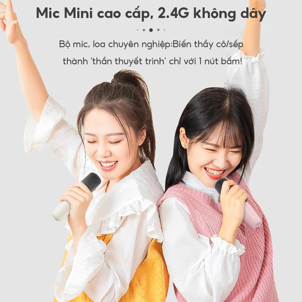 Loa Bluetooth Hát Karaoke Không Dây K12 KYNIO Tặng Kèm 2 Mic Thiết Kế Nhỏ Gọn Để Bàn Đem Đi Du Lịch