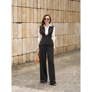 Áo gile peplum cổ U HAGOO thanh lịch công sở [A8055-Q8055]