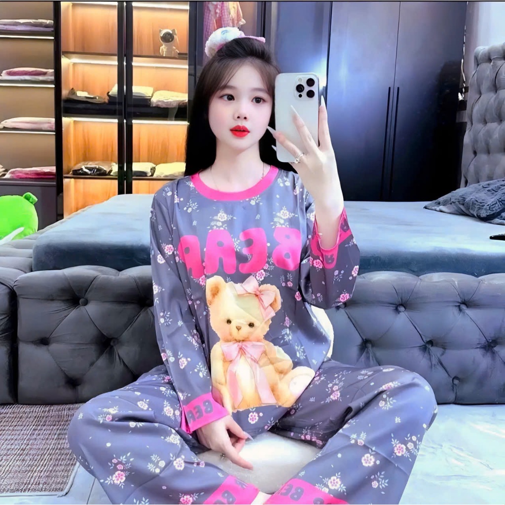 4-15 TUỔI Bộ đồ ngủ cho bé gái in hình 3D chất vải thun lạnh mềm mịn co giãn thoải mái M50