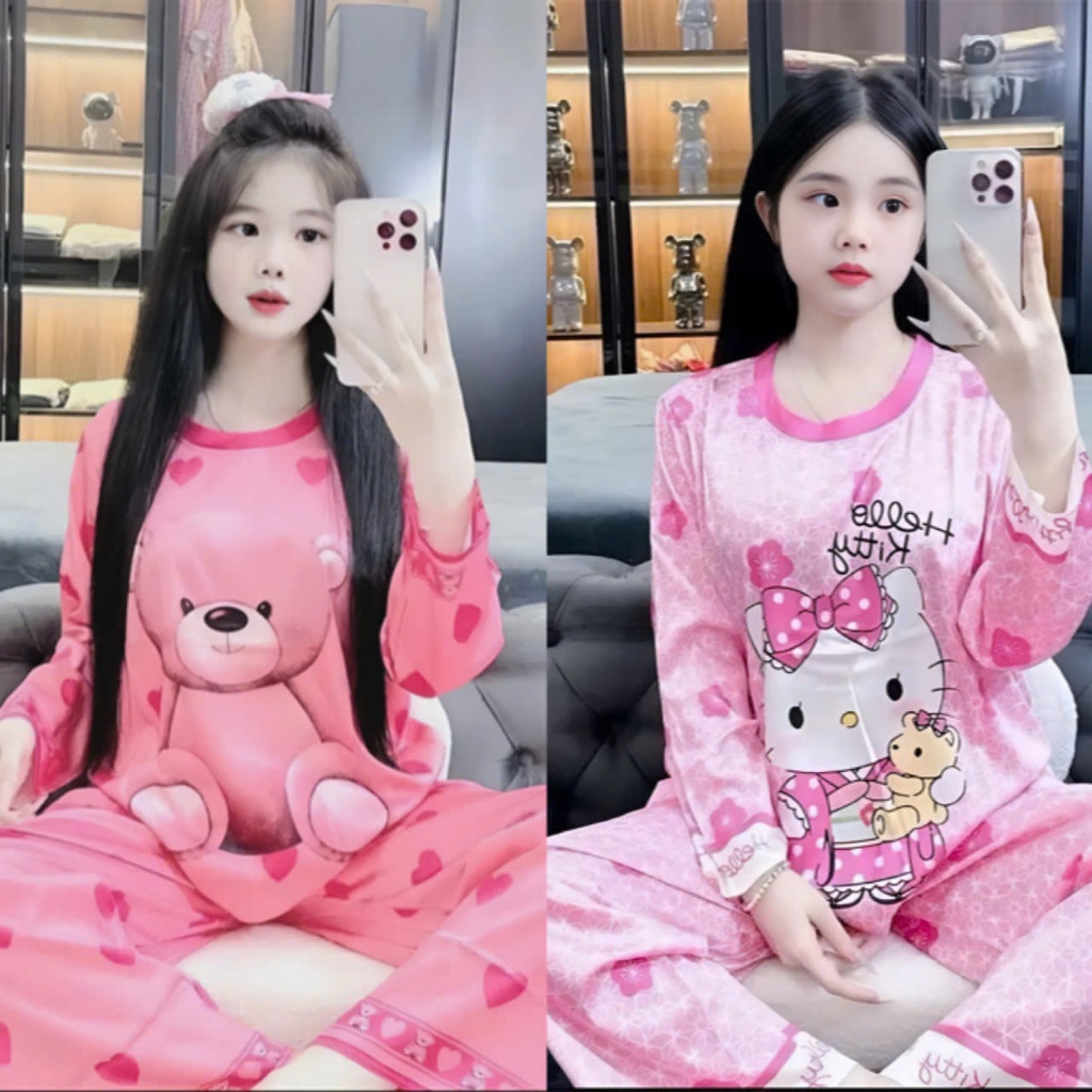 4-15 TUỔI Bộ đồ ngủ cho bé gái in hình 3D chất vải thun lạnh mềm mịn co giãn thoải mái M50