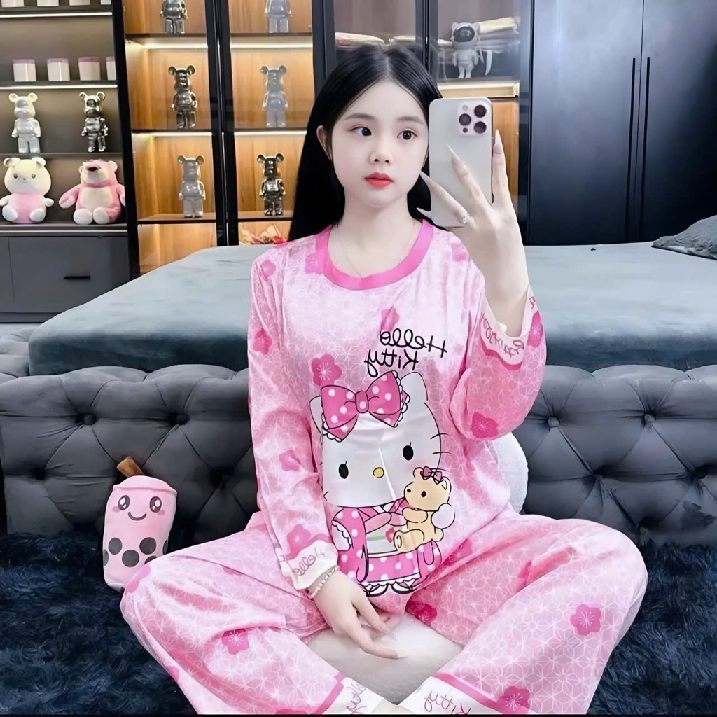 4-15 TUỔI Bộ đồ ngủ cho bé gái in hình 3D chất vải thun lạnh mềm mịn co giãn thoải mái M50