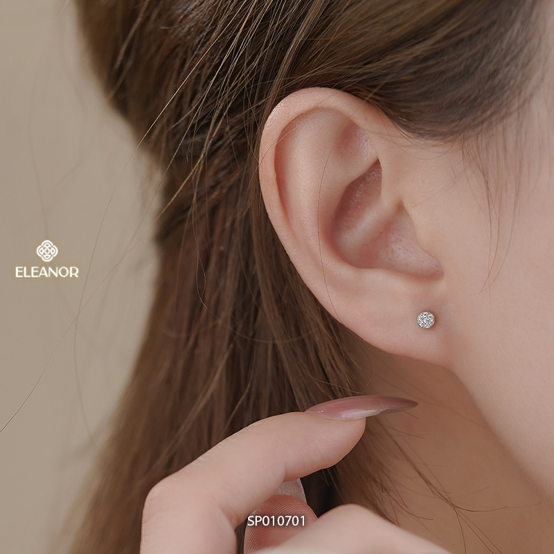 Bông tai nữ chuôi bạc 925 Eleanor Accessories đính đá phụ kiện trang sức khuyên tai mini 10701