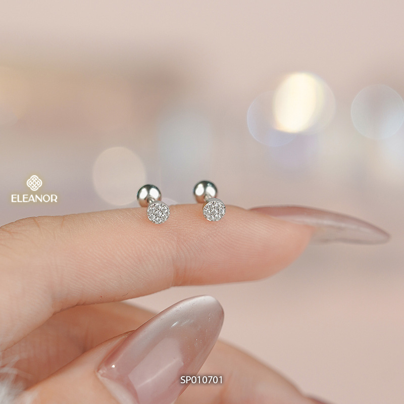 Bông tai nữ chuôi bạc 925 Eleanor Accessories đính đá phụ kiện trang sức khuyên tai mini 10701