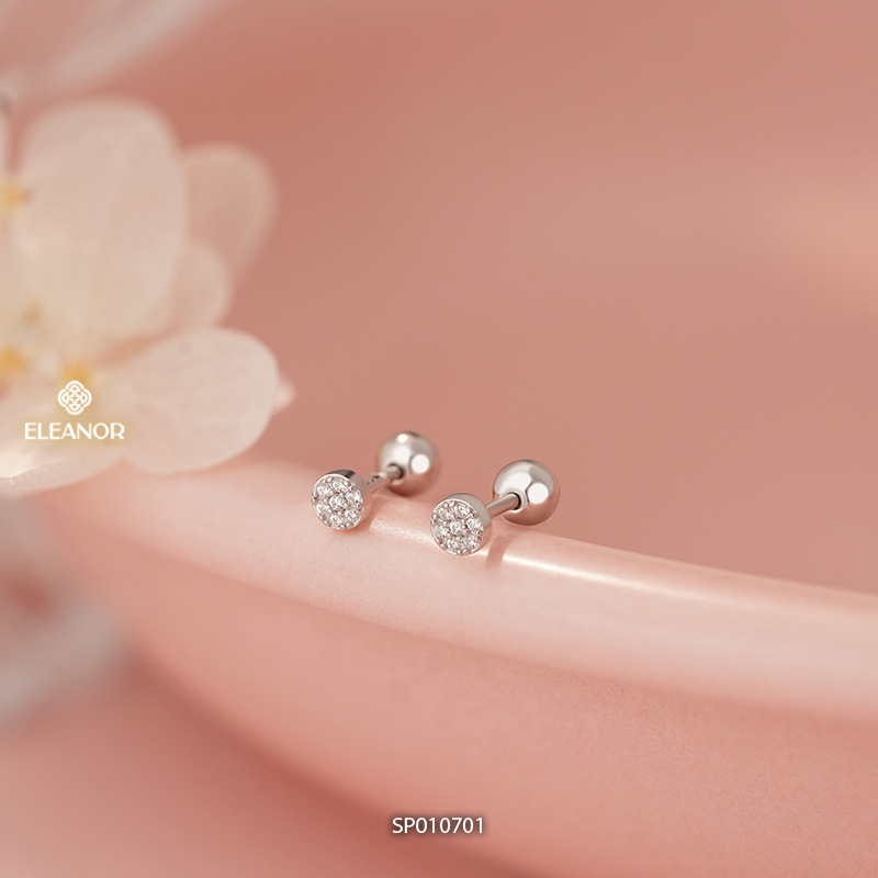 Bông tai nữ chuôi bạc 925 Eleanor Accessories đính đá phụ kiện trang sức khuyên tai mini 10701