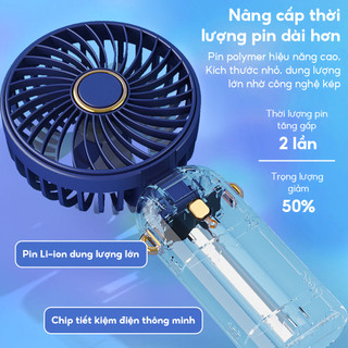 Quạt Cầm Tay Mini  Tích Điện ,Pin Sạc 10.000mAh,5 Tốc Độ Gió Có Dây Đeo Cổ,Đèn LED Hiển Thị Mẫu Mới