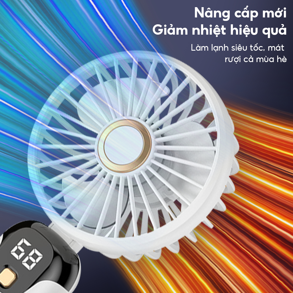 Quạt cầm tay mini gấp gọn 10000MHA Xoay 90 độ Điều chỉnh gió 5 tốc độ có hương liệu