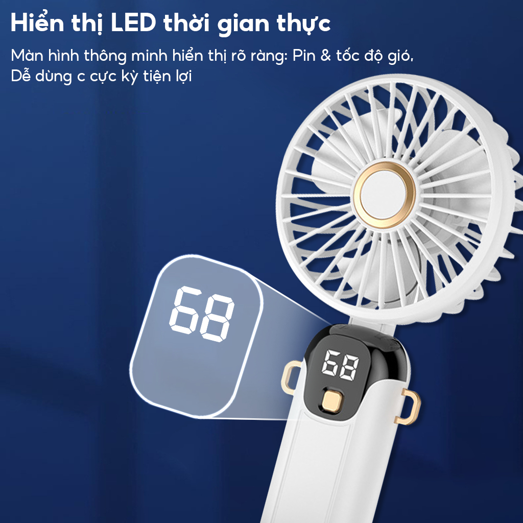 Quạt cầm tay mini gấp gọn 10000MHA Xoay 90 độ Điều chỉnh gió 5 tốc độ có hương liệu