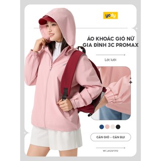 Áo khoác gió nữ gia đình 3C Promax YODY tay bo chun túi khóa, mũ tháo rời WCJA25F092