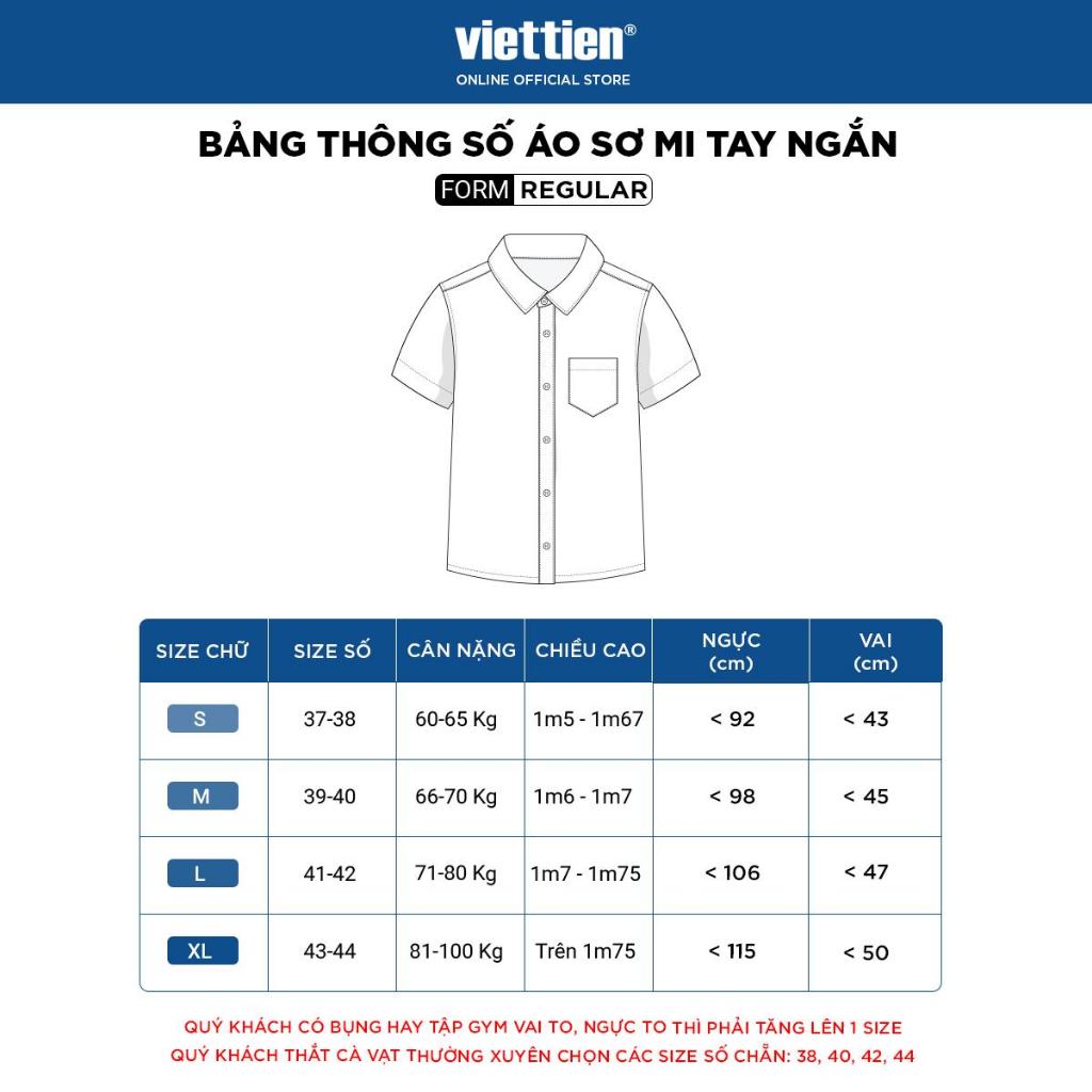 Áo sơ mi tay ngắn vạt tròn VIETTIEN vải Hoa hồng form REGULAR VT00000455