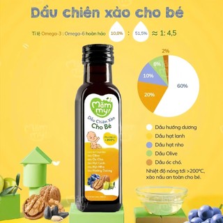 Dầu chiên xào cho bé Mămmy 100ml bổ sung Omega-3, Vitamin E, giữ trọn vẹn dinh dưỡng,chịu nhiệt tới 200 độ C