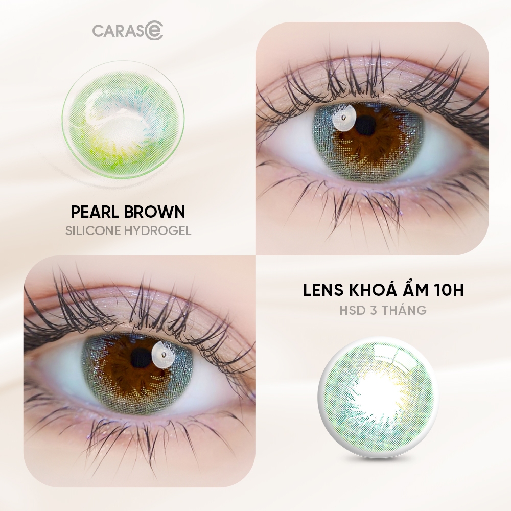 [1 chiếc] Kính áp tròng khoá ẩm 10H 3 tháng màu Pearl Brown, Pearl Gray, Selly Gray (Lens cận Outlet) -