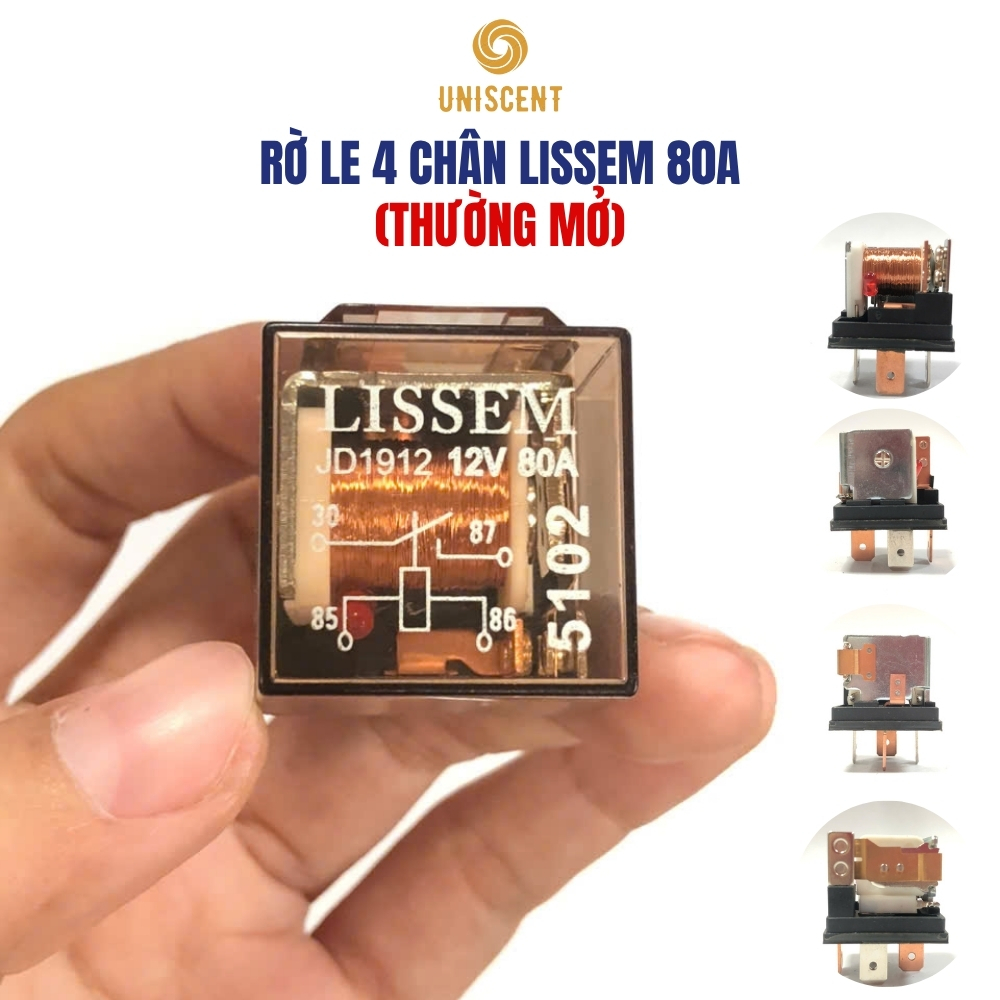 Rơ Le/Relay/Rơle 4 Chân 12V/24V-80A-LISSEM- Dùng Cho Còi Và Các Thiết Bị Điện Ô Tô Xe Máy