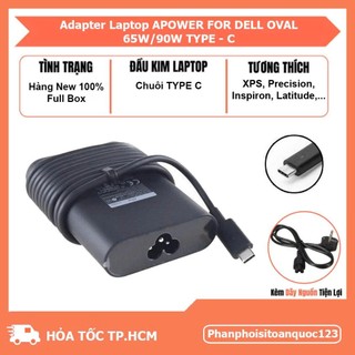 Sạc Laptop APOWER For DELL Oval 20V - 3.25A/4.5A Đầu Type-C –  Adapter Tương Thích Laptop DELL