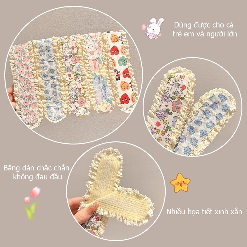 Băng Đô Nữ Dán Giữ Tóc 34x4cm Chất Liệu Vải Phối Ren, Băng Đô Hoa Nhiều Màu Sắc Kiểu Dáng Ngọt Ngào