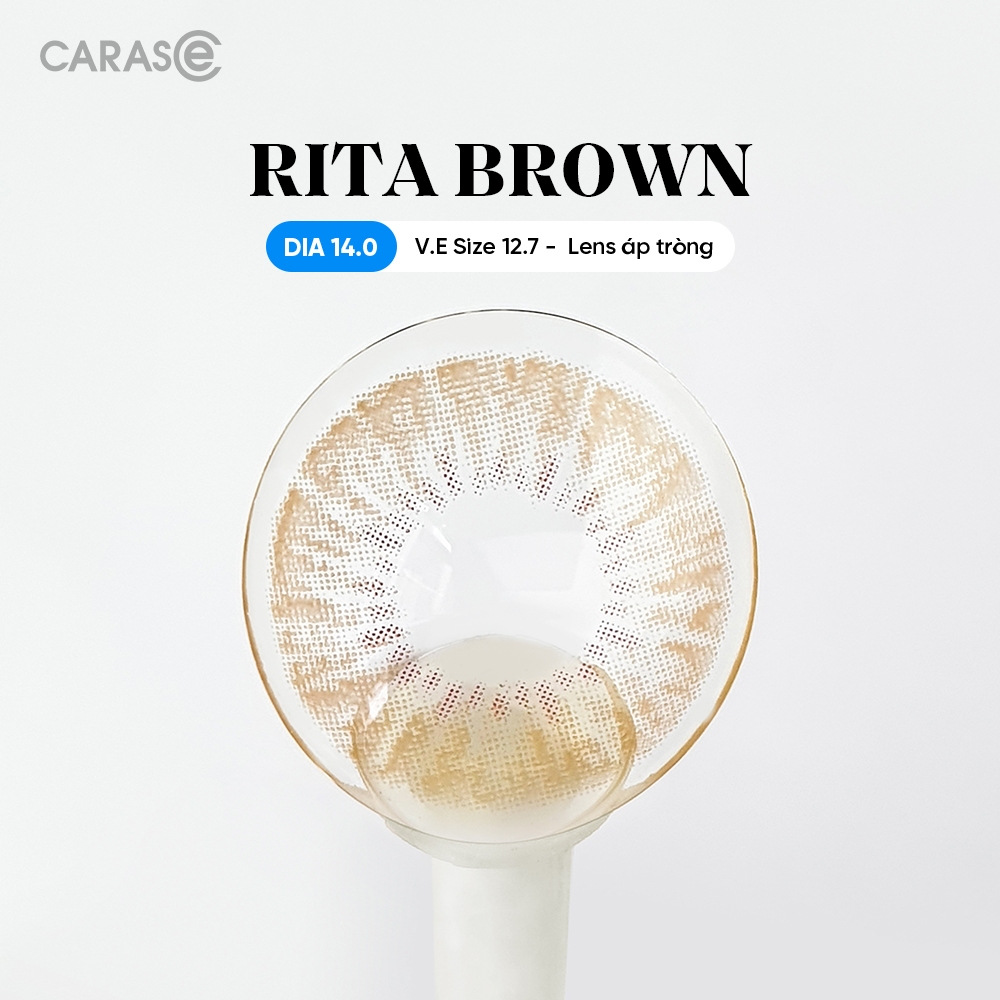 [1 chiếc] Kính áp tròng khoá ẩm 12H 1 Tháng Màu Nâu CARASE, Lens cận RITA BROWN