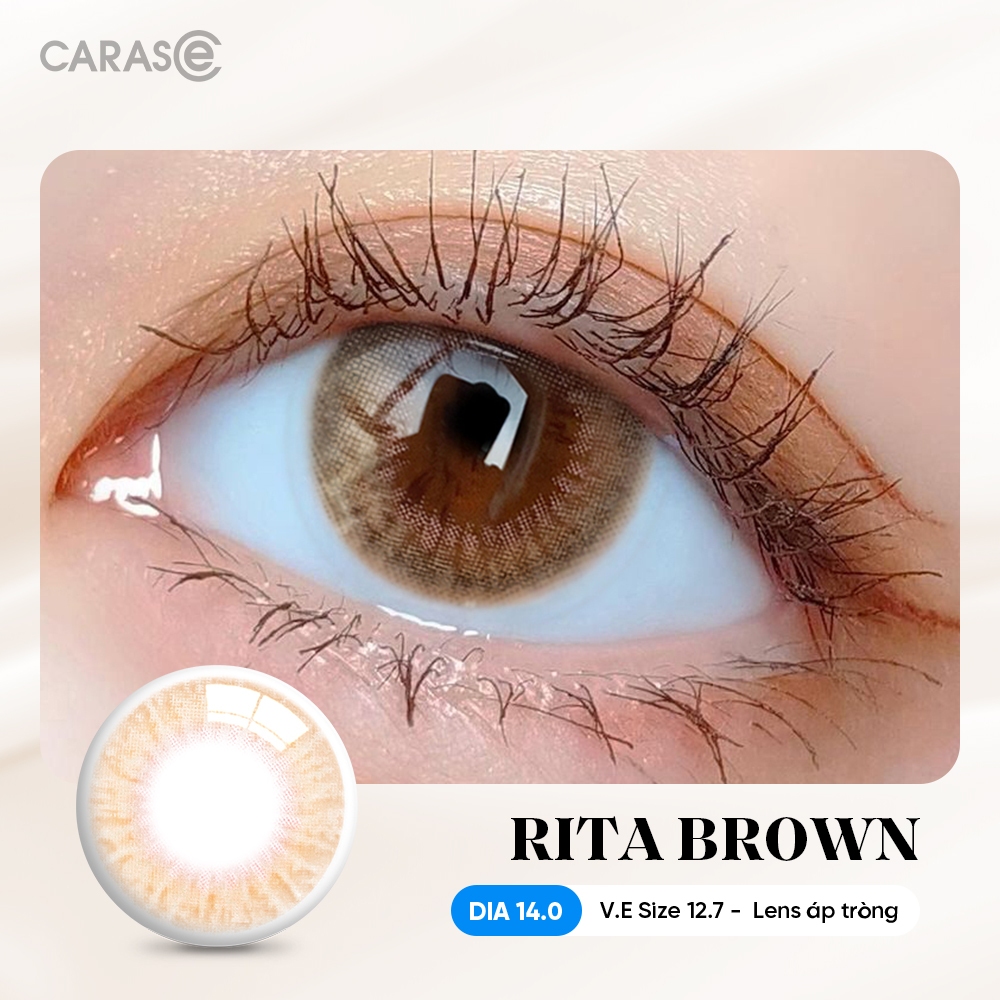 [1 chiếc] Kính áp tròng khoá ẩm 12H 1 Tháng Màu Nâu CARASE, Lens cận RITA BROWN