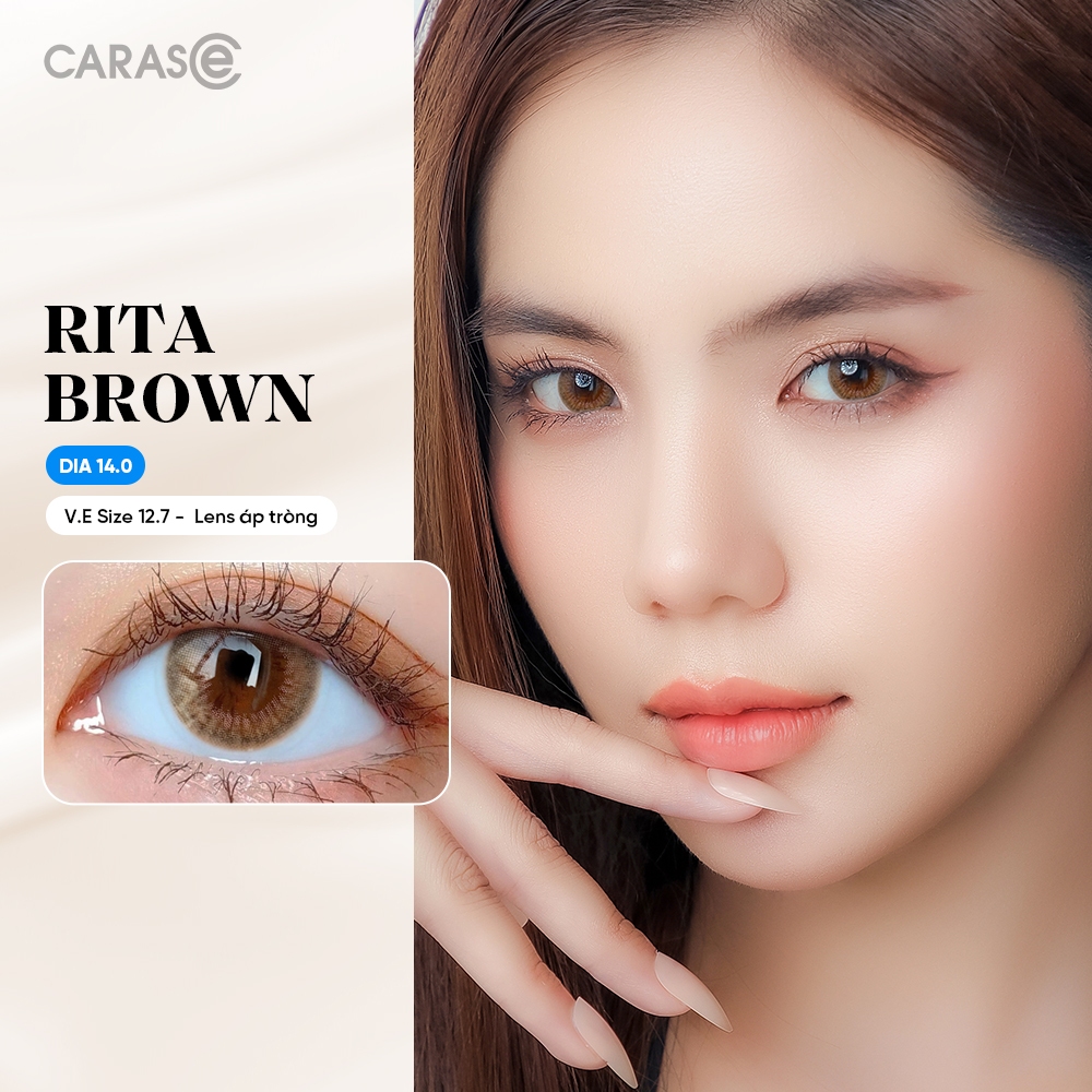 [1 chiếc] Kính áp tròng khoá ẩm 12H 1 Tháng Màu Nâu CARASE, Lens cận RITA BROWN