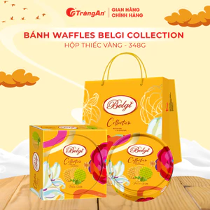 Bánh Waffles Belgi Collection Hộp Thiếc Vàng Quà Tặng Cao Cấp Tràng An Thơm Ngon Sang Trọng 348g THÙNG 8 HỘP