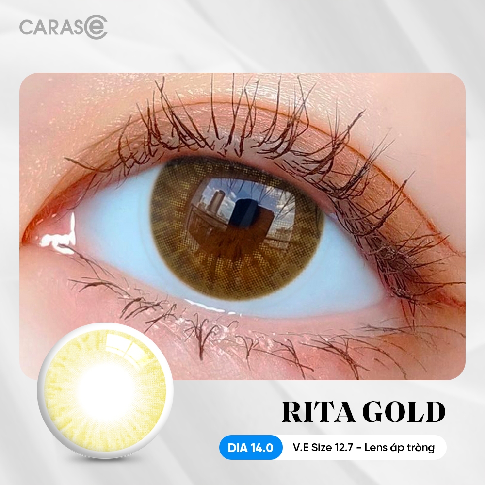 [1 chiếc] Kính áp tròng khoá ẩm 1 Ngày Màu Nâu Vàng CARASE, Lens RITA GOLD