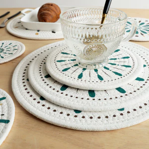 Tấm Lót Ly, Nồi Phong CÁch Bắc Âu - Miếng Lót Vải Cotton Decor Bàn Ăn Hoa Văn Phong Cách Bắc Âu
