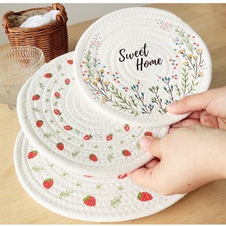 Tấm Lót Ly, Nồi Phong CÁch Bắc Âu - Miếng Lót Vải Cotton Decor Bàn Ăn Hoa Văn Phong Cách Bắc Âu