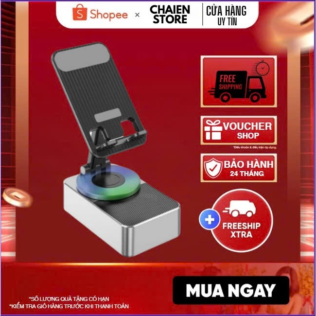 Loa Bluetooth Kèm Giá đỡ điện thoại WYS-2301BT/ WJ-S1 Bass căng xoay 360 độ Led RGB âm thanh hay.