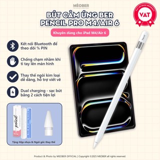 [2026] Bút cảm ứng BerPencil Pro M4/Air6 dành cho iPad - Chống chạm nhầm, scribble, sạc nam châm thế hệ mới by MèoBer