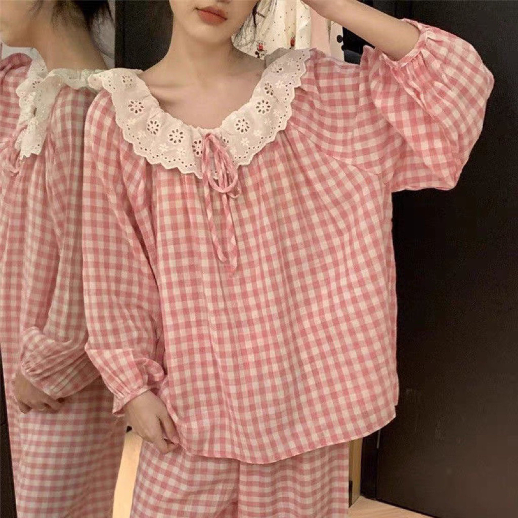Bộ Ngủ Nữ Cổ Tròn Form Rộng Dễ Thương, Vải Mềm Mịn Thoáng Mát – 7 Mẫu Họa Tiết, Size M→2XL