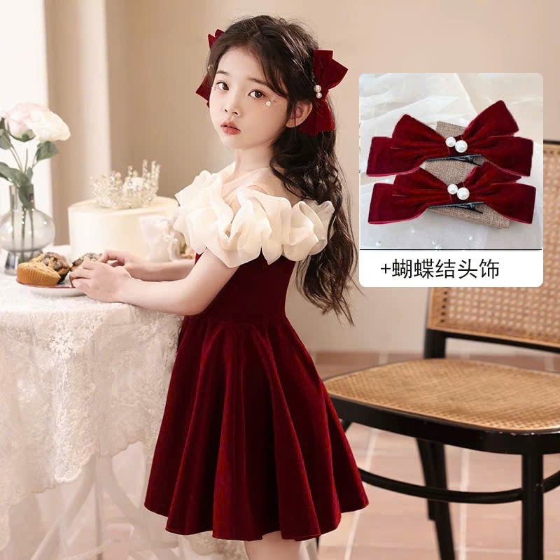Đầm bé gái trễ vai bánh bèo phong cách tiểu thư sang trọng,cho bé gái và mẹ bé từ 13-56kg