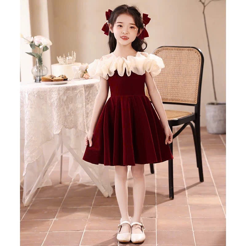 Đầm bé gái trễ vai bánh bèo phong cách tiểu thư sang trọng,cho bé gái và mẹ bé từ 13-56kg