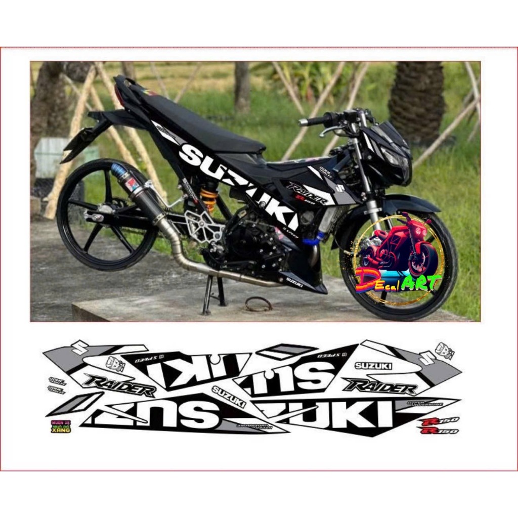 Tem rời RAIDER R150 cao cấp chất liệu in màu trắng sữa in 3 lớp chống nước không phai màu.
