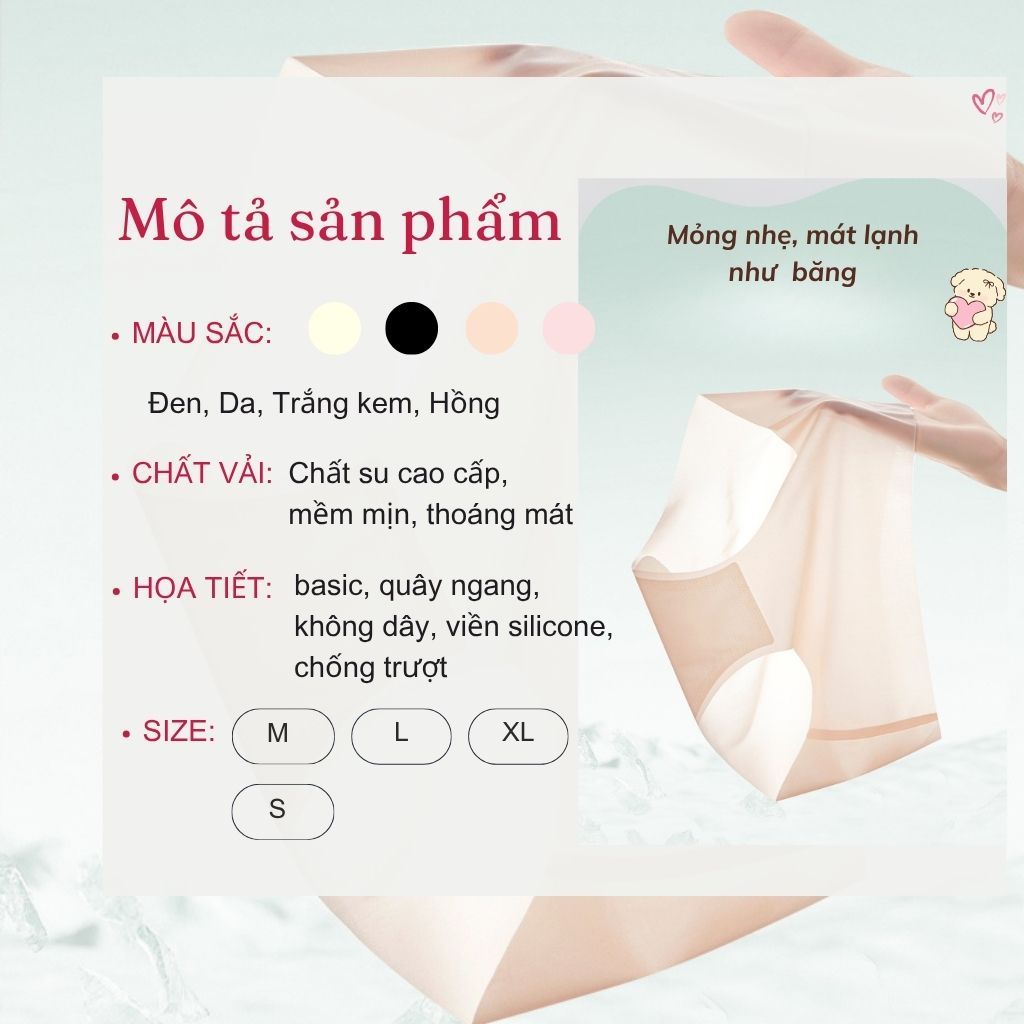 Quần lót nữ cao cấp su thạch mỏng nhẹ mát đáy ép thoáng khí co giãn linh hoạt thoải mái LANIXA L166