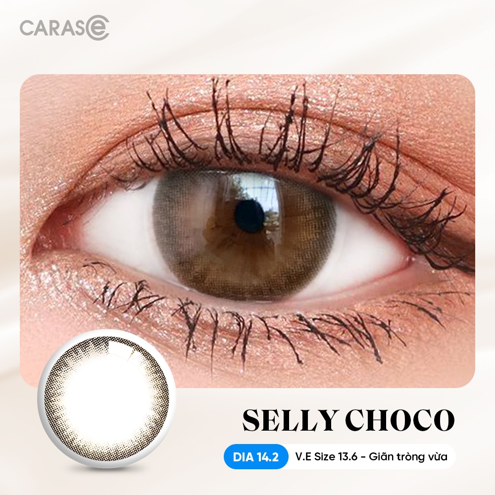 [1 Chiếc] Kính áp tròng khoá ẩm 12H 1 Tháng Màu Nâu CARASE, Lens cận SELLY CHOCO