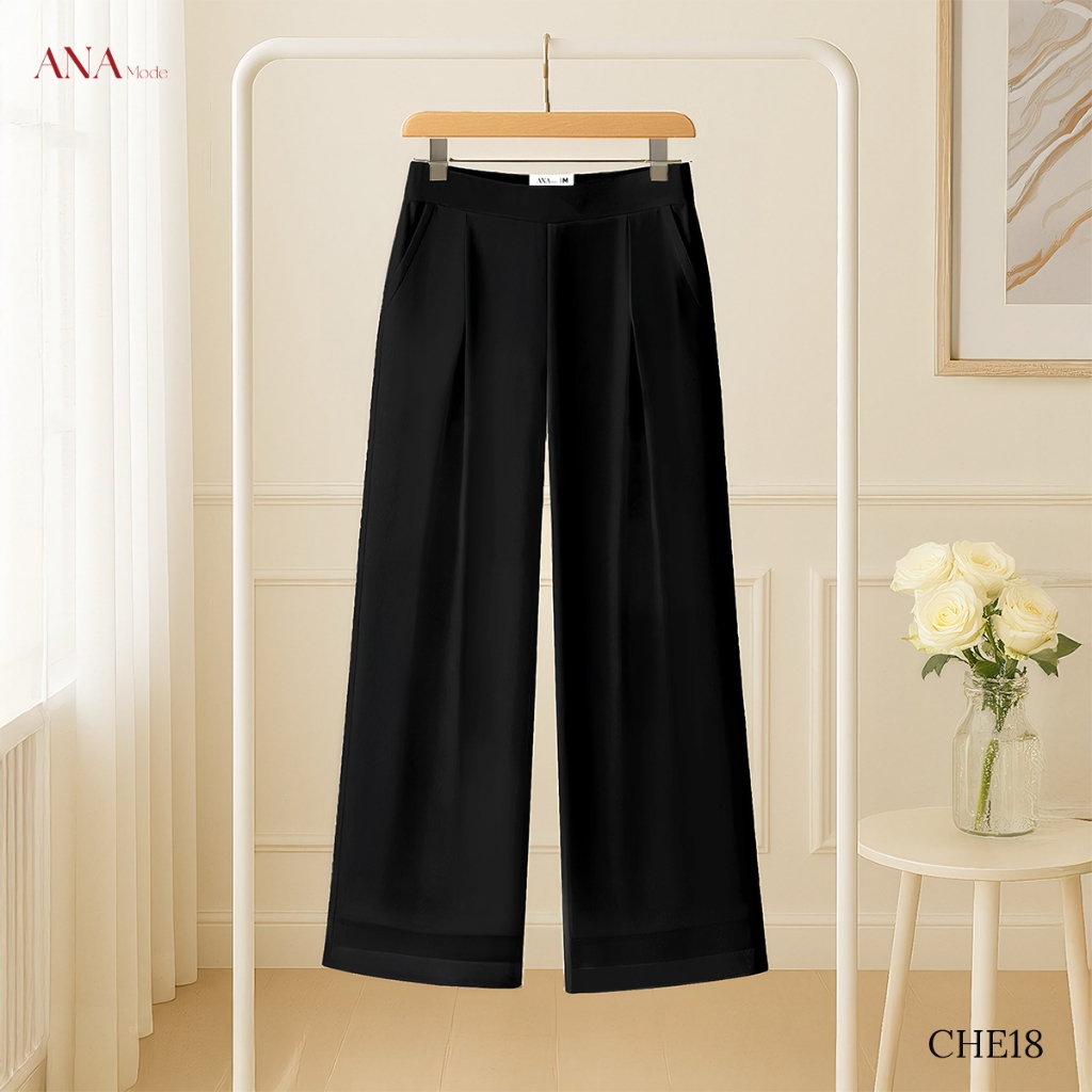 Quần Dài Form Rộng Trung Niên ANA Mode Chất Liệu Tằm Ý Thanh Lịch Du Lịch Quà Tặng Mẹ QD25CHE18