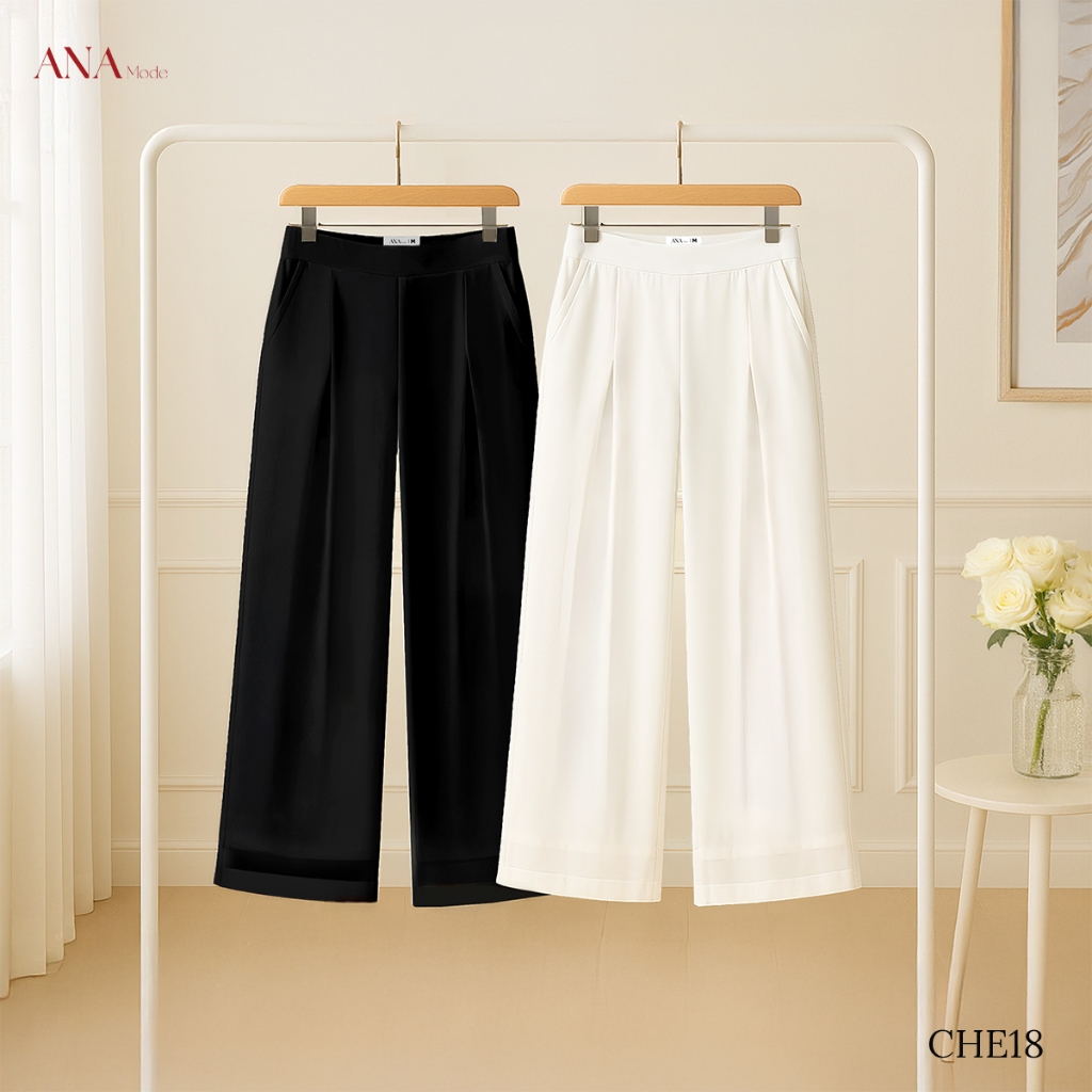 Quần Dài Form Rộng Trung Niên ANA Mode Chất Liệu Tằm Ý Thanh Lịch Du Lịch Quà Tặng Mẹ QD25CHE18