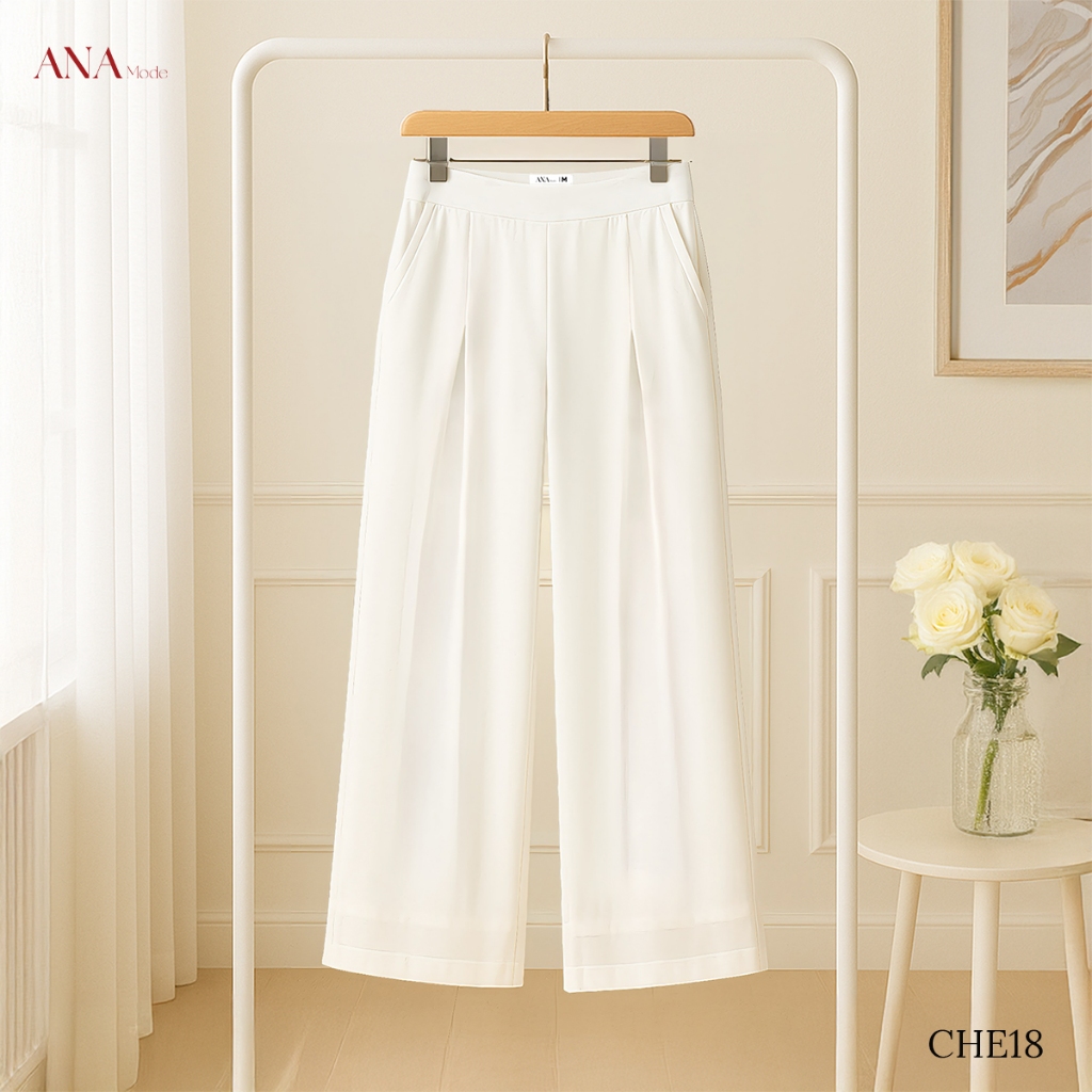 Quần Dài Form Rộng Trung Niên ANA Mode Chất Liệu Tằm Ý Thanh Lịch Du Lịch Quà Tặng Mẹ QD25CHE18