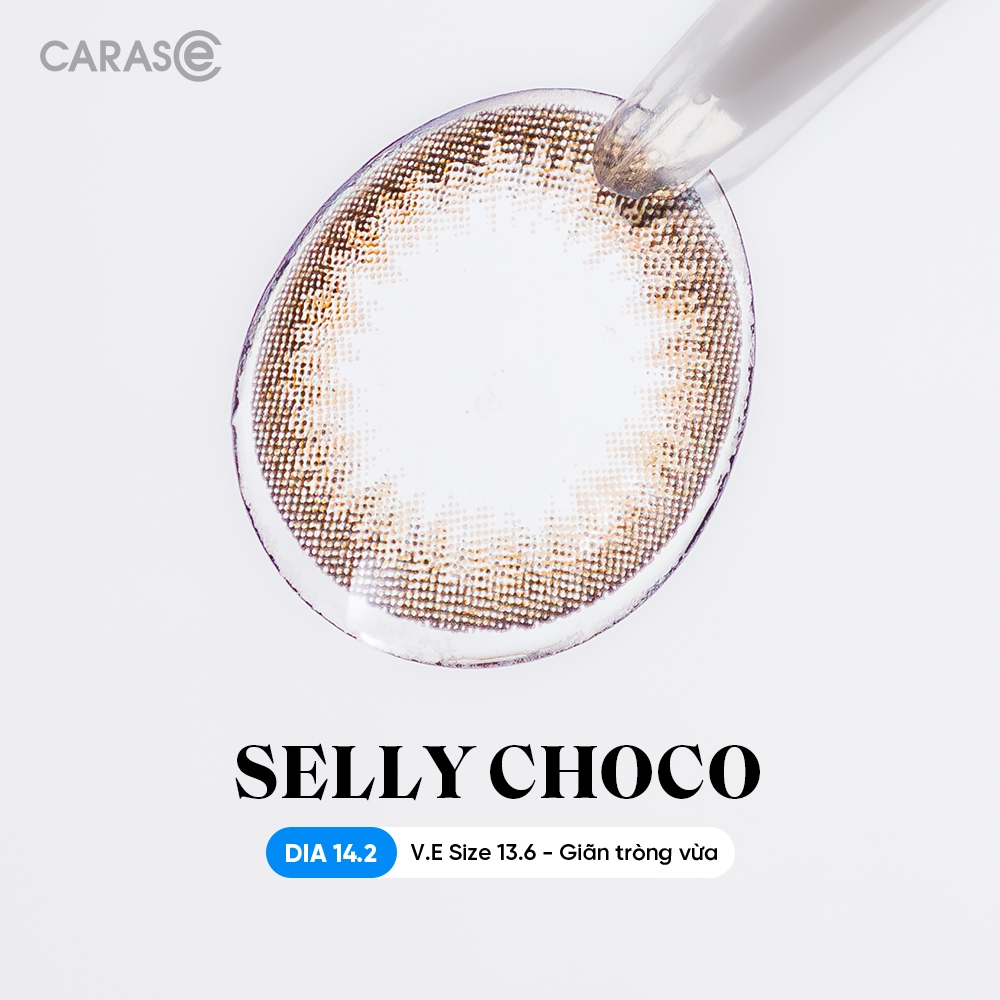 [1 Chiếc] Kính áp tròng khoá ẩm 12H 1 Tháng Màu Nâu CARASE, Lens cận SELLY CHOCO