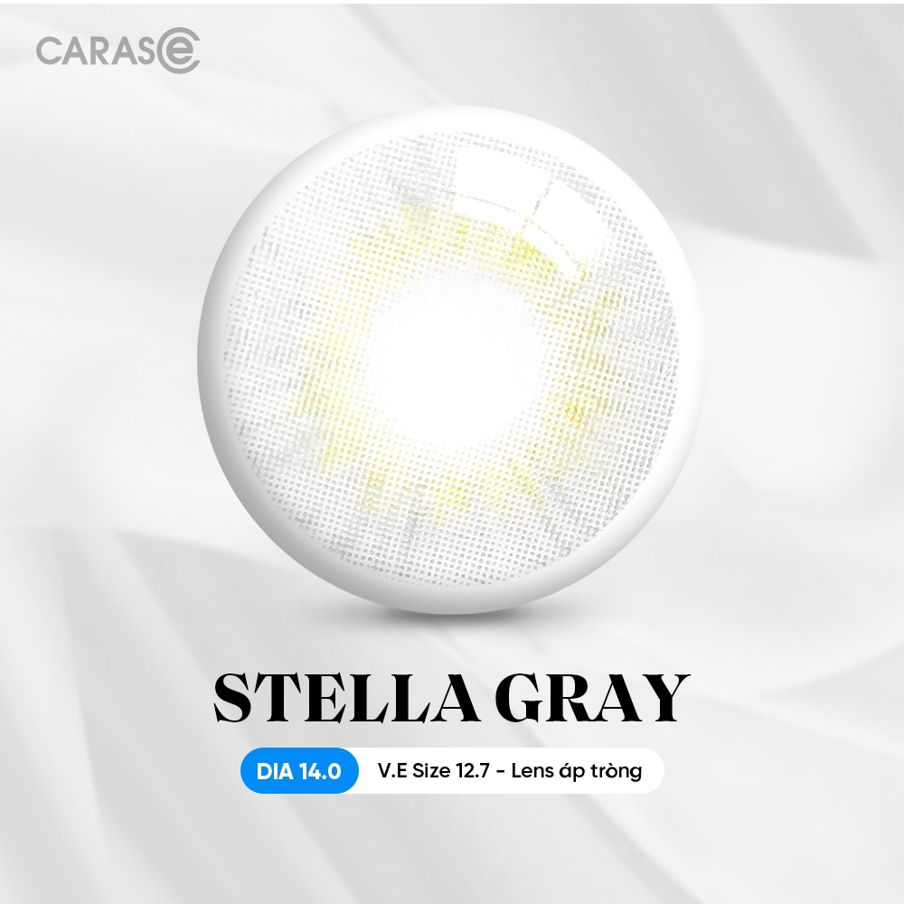 [1 chiếc] Kính áp tròng khoá ẩm 10H 3 Tháng Màu Xám CARASE, Lens cận STELLA GRAY