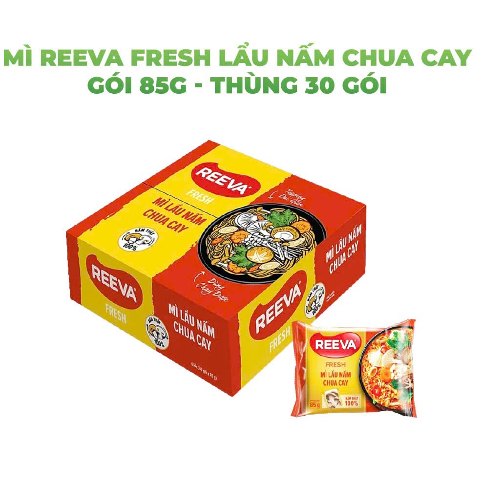 ( Thùng 30 gói ) Mì Reeva Fresh lẩu nấm chua cay 85g | Shopee Việt Nam
