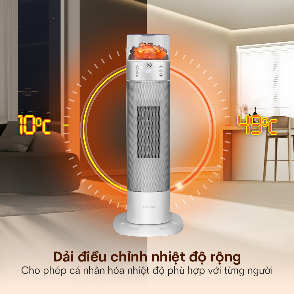 Máy sưởi ấm Nhập Khẩu FUJIHOME FH3100E chính hãng, quạt sưởi gốm phòng ngủ tiết kiệm điện mùa đông