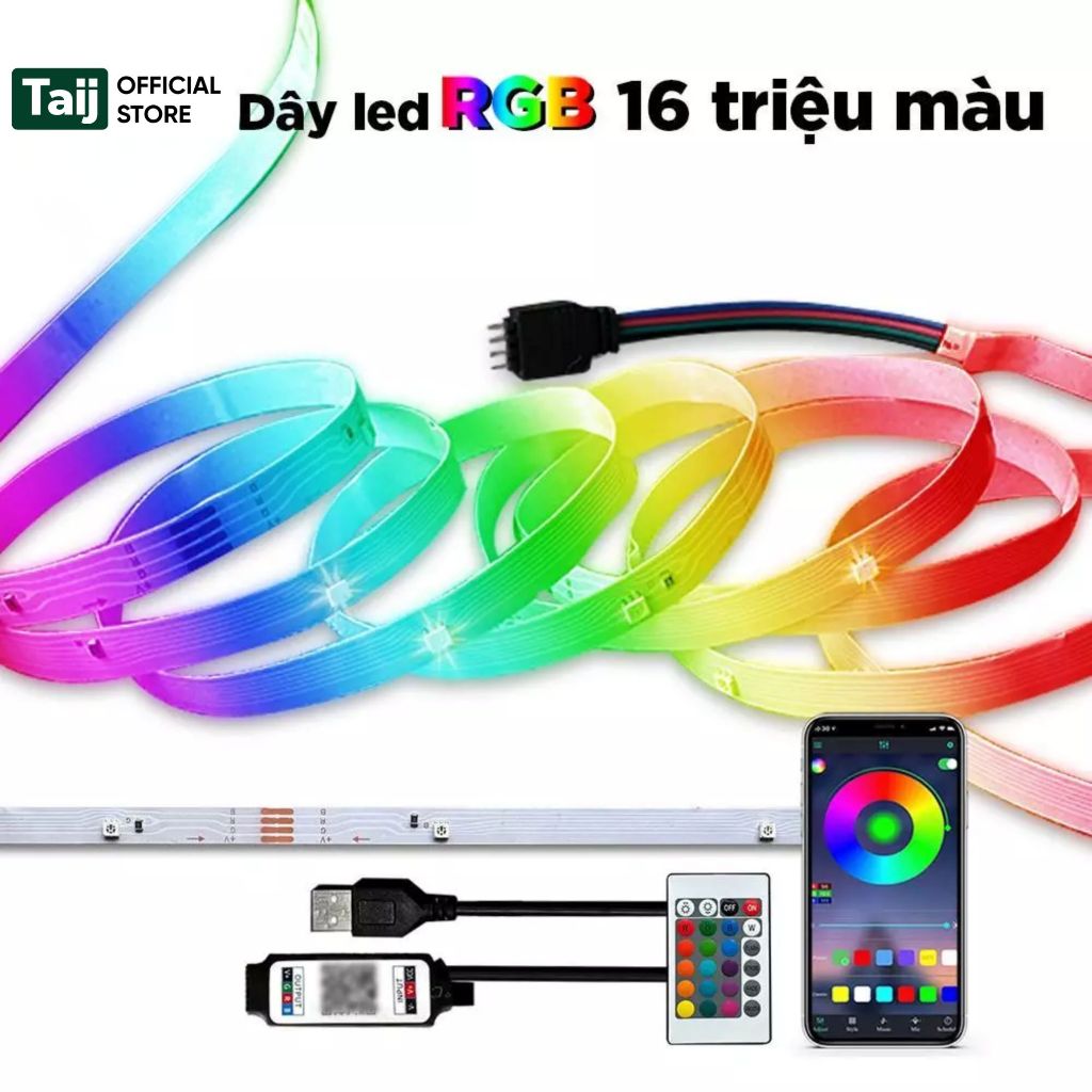 Dây LED RGB 16 Triệu Màu, Kết Nối USB 5V, Siêu Sáng, Dễ Lắp Đặt Bộ điều khiển thủ công, Dải đèn 3535