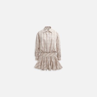 Đầm Ngắn The Checked Shirt Neck, Chất Vải Sọc Cotton Thoải Mái ,WDN138 SOME HOW STORE