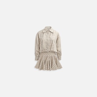 Đầm Ngắn The Checked Shirt Neck, Chất Vải Sọc Cotton Thoải Mái ,WDN138 SOME HOW STORE