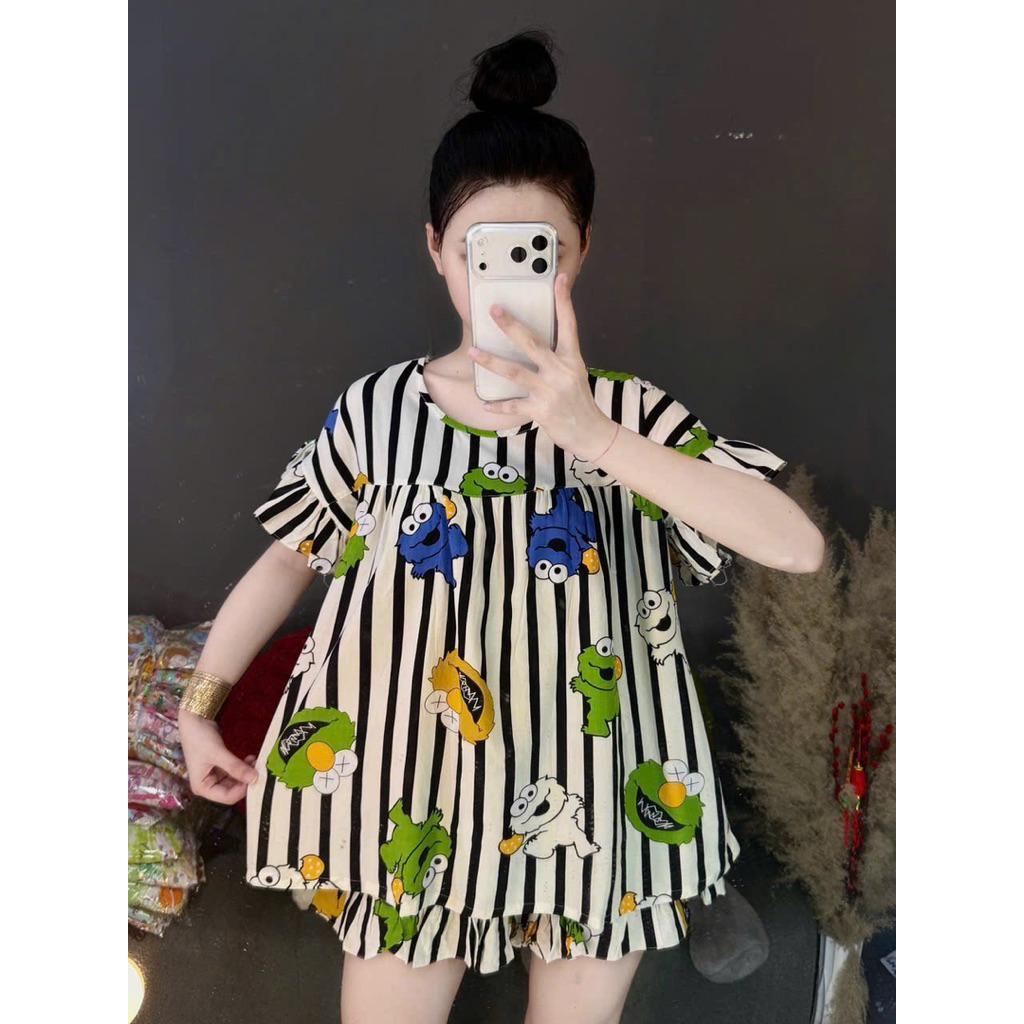 Set Bộ Đùi Tole Lanh Tay Bèo Quần Đùi Mặc Nhà Mịn Mát - HN CLOSET