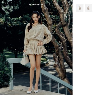 Đầm Ngắn The Checked Shirt Neck, Chất Vải Sọc Cotton Thoải Mái ,WDN138 SOME HOW STORE