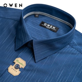 Owen - Áo sơ mi ngắn tay Body Fit AB250104NT màu Xanh tím than chất liệu Bamboo poly