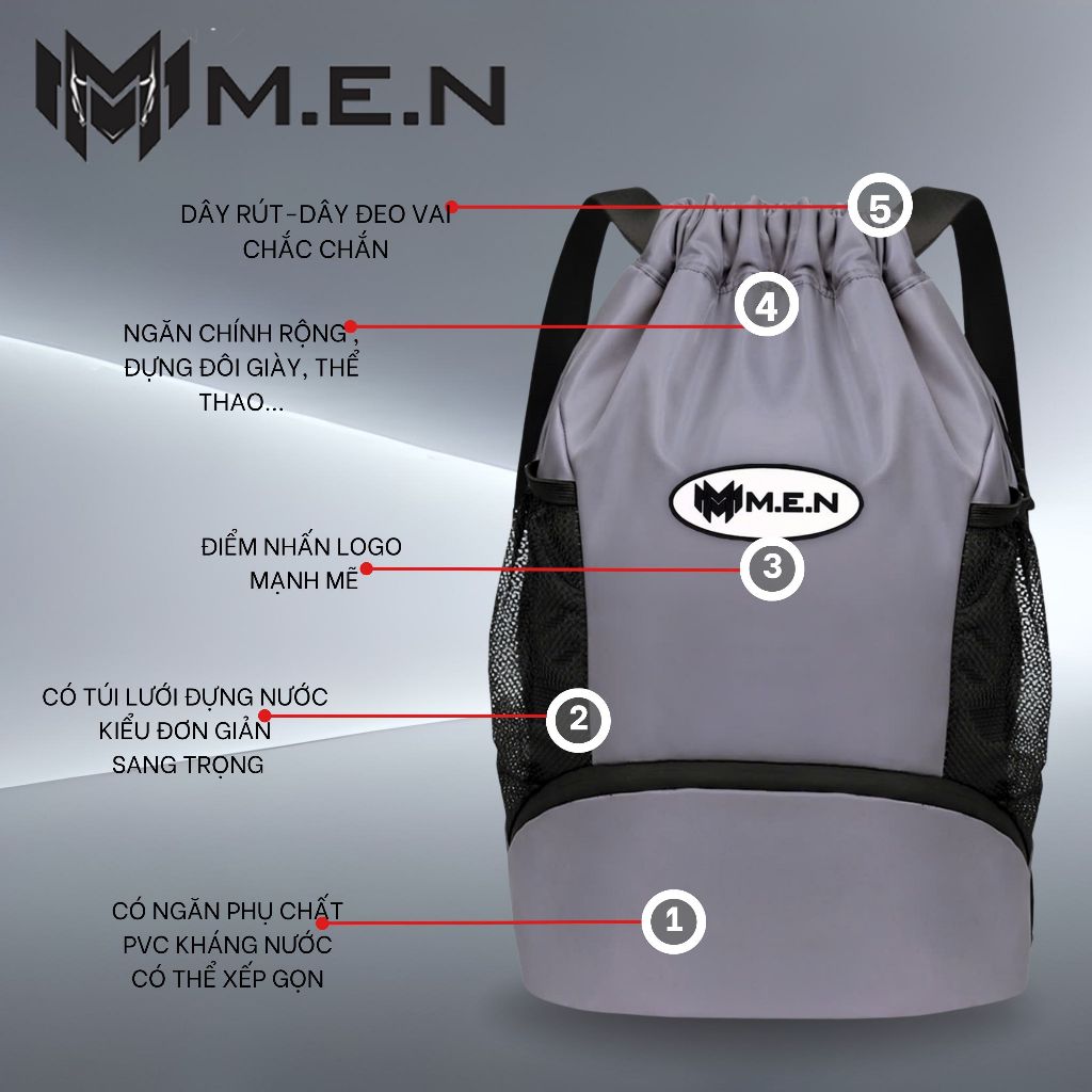 Balo B5 Sport dây rút có ngăn giày 2 màu M.E.N kiểu dáng gọn nhẹ dễ thương [NEW VIP]