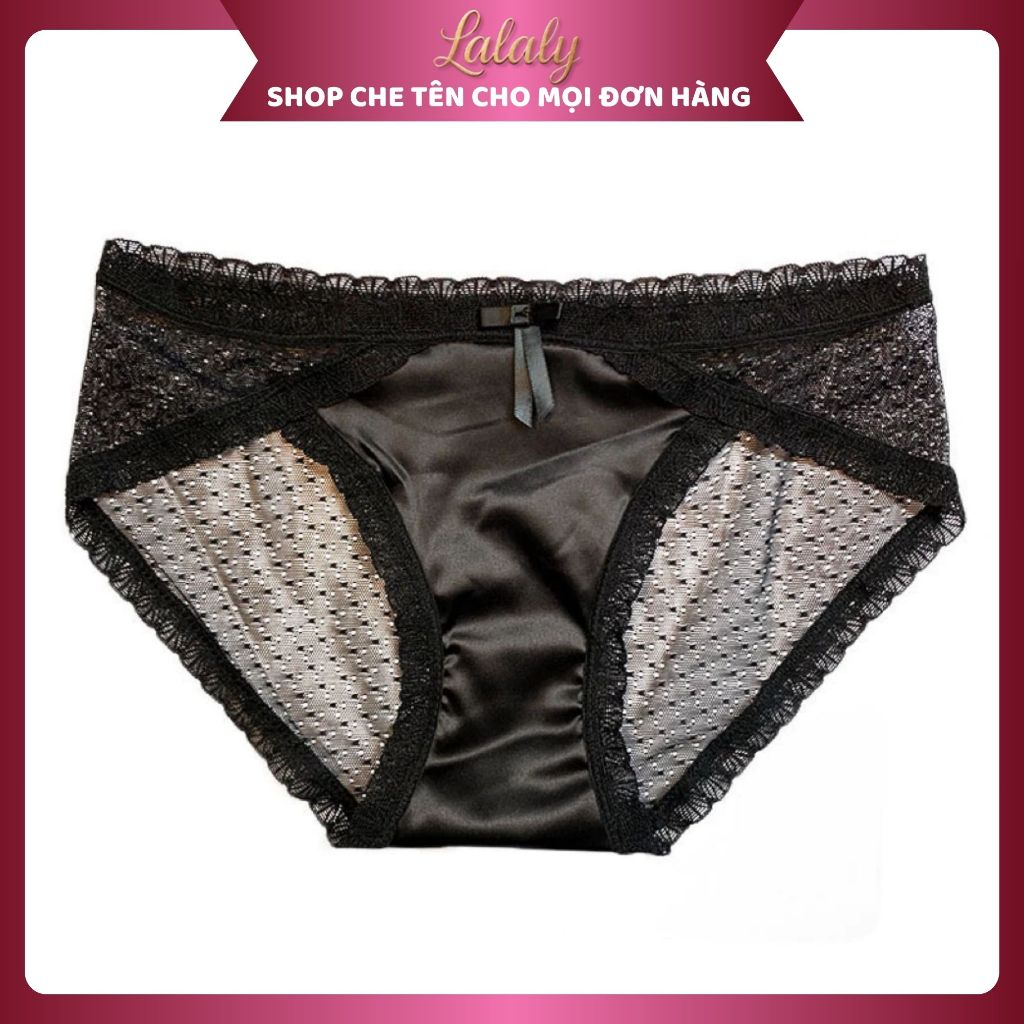 Quần lót lụa mix ren mềm mịn quyến rũ Lalaly L33, quần lót nữ sexy mỏng tôn dáng cho nàng