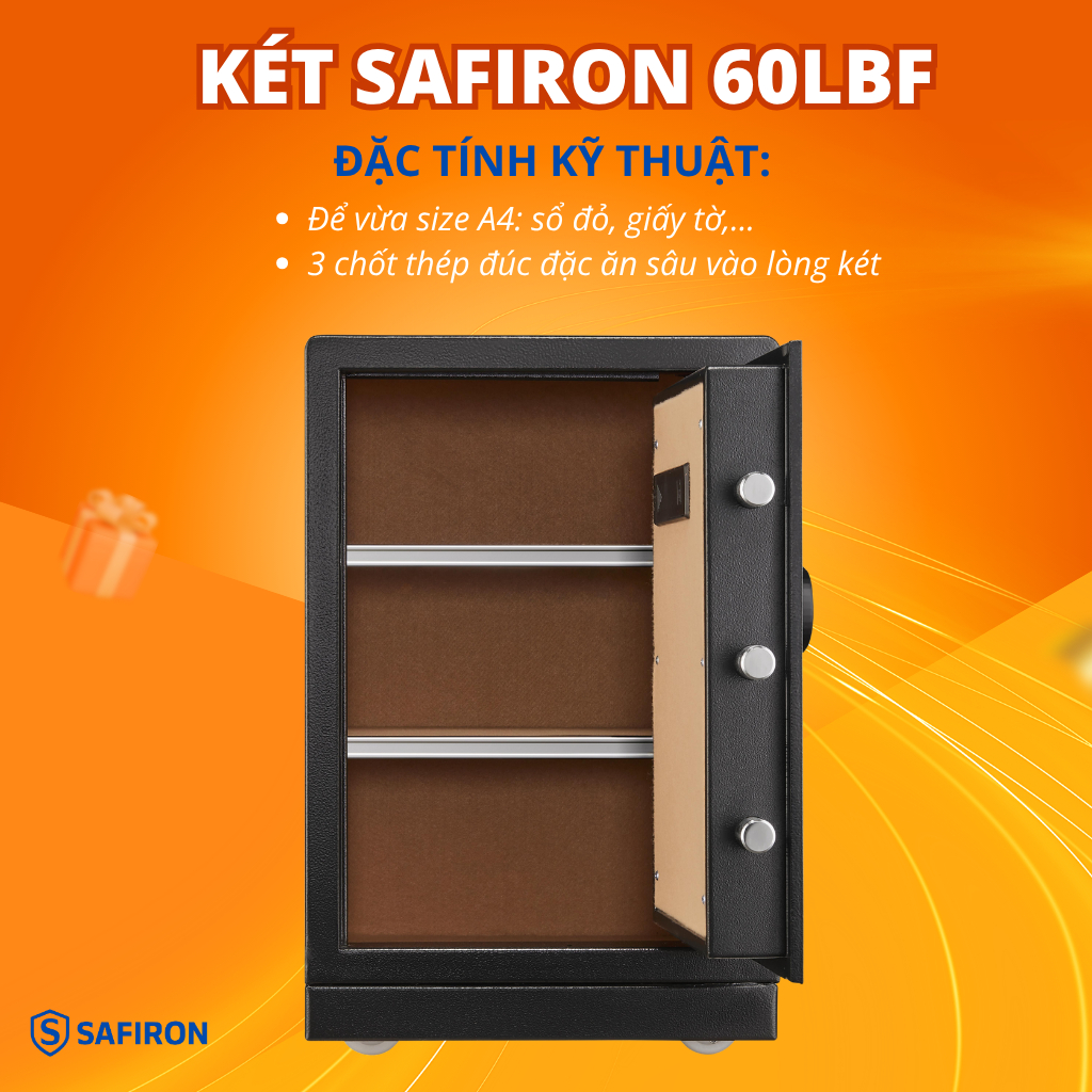 [BH 6 Năm] Két Sắt Thông Minh Safiron 60LBF Kết Nối APP Điện Thoại